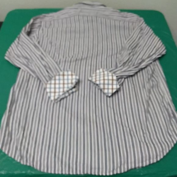 Thomas Dean TD Men's Size XXL Long Sleeve Striped Shirt Button Up Purple Blue - Picture 10 of 13